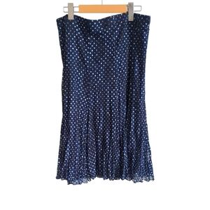Vex‎ Collection Polka Dot Ruffle Lace Midi Skirt Navy Blue Size EU 44 (US 12)